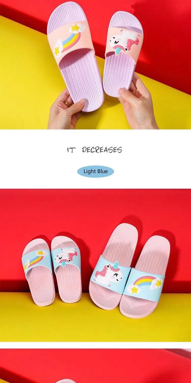 Baby Girls Cartoon Unicorn Toddler Beach Swimming Slippers Kids Boy Rainbow Shoes Children Summer Flip Flops Indoor Cute Sandals