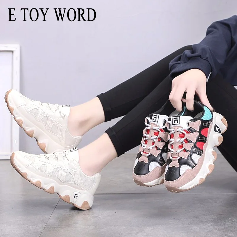 

E TOY WORD 2020 spring new Korean version wild dad shoes female students running sports shoes female flat street shot ins shoes