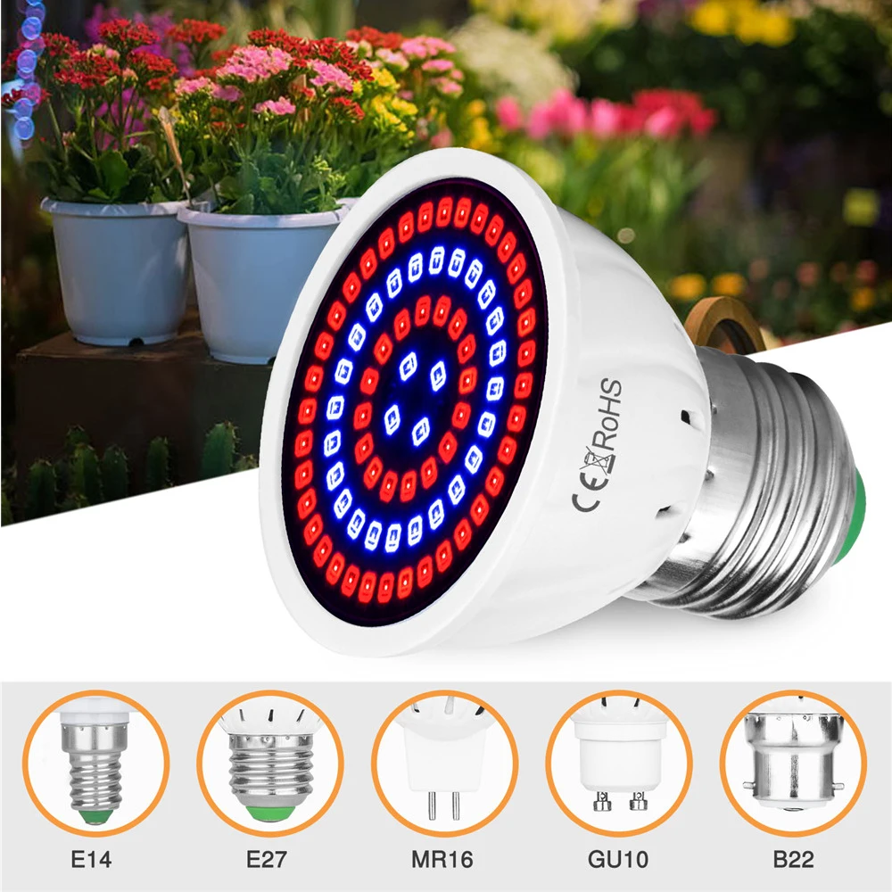 

Full Spectrum Plant LED Grow Light 48/60/80leds 220v Plant Growth Lighting lamp for Vegetables Phyto Greenhouse Growing LED Bulb