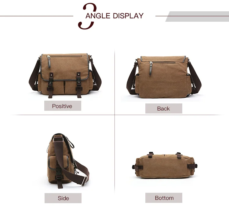 Recreational canvas Student wind custom shoulder laptop messenger bag