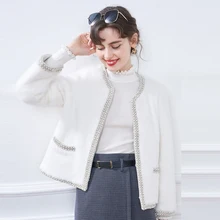 Aliexpress - Temperament Small Fragrance Style Pearl Edge Fur Coat Luxury White Mink High Quality Short Jacket Thick Warm Fashion Outwear