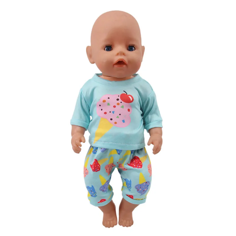 Русалка(1 костюм = футболка+ штаны) подходит для детей 18 дюймов, американские и 43 см аксессуары для кукол, игрушки для девочек, поколение, подарок на день рождения - Цвет: N704