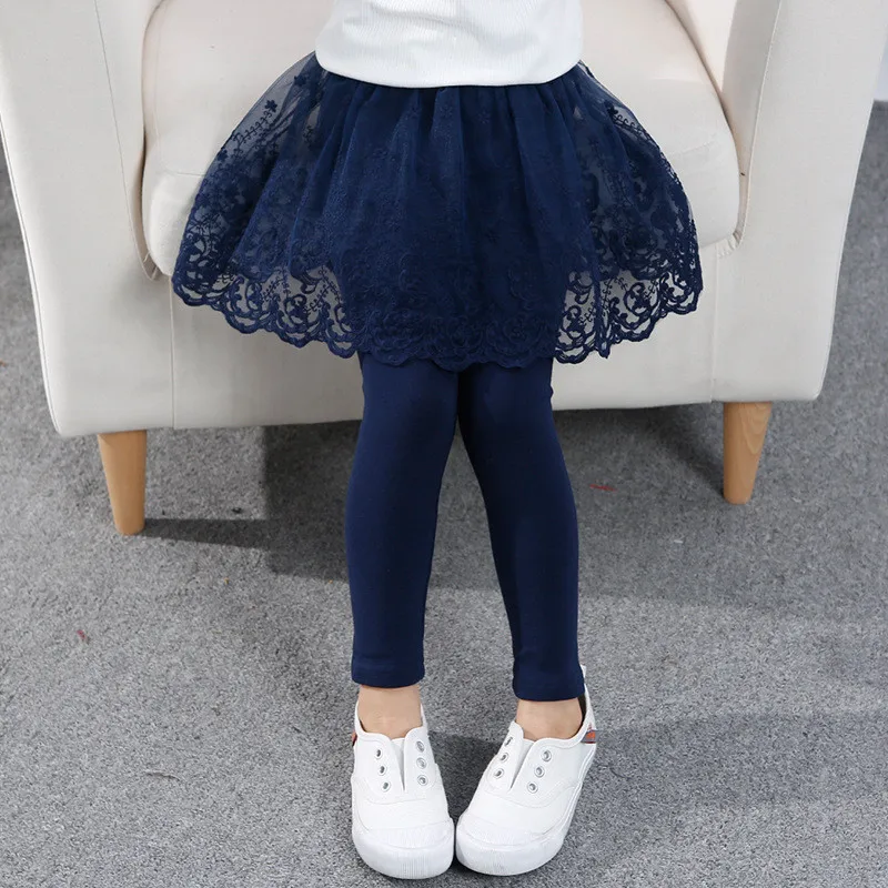 2021 Cotton Baby Girls Leggings Lace Princess Skirt-pants Spring Autumn Children Slim Skirt Trousers for 2-7 Years Kids Clothes