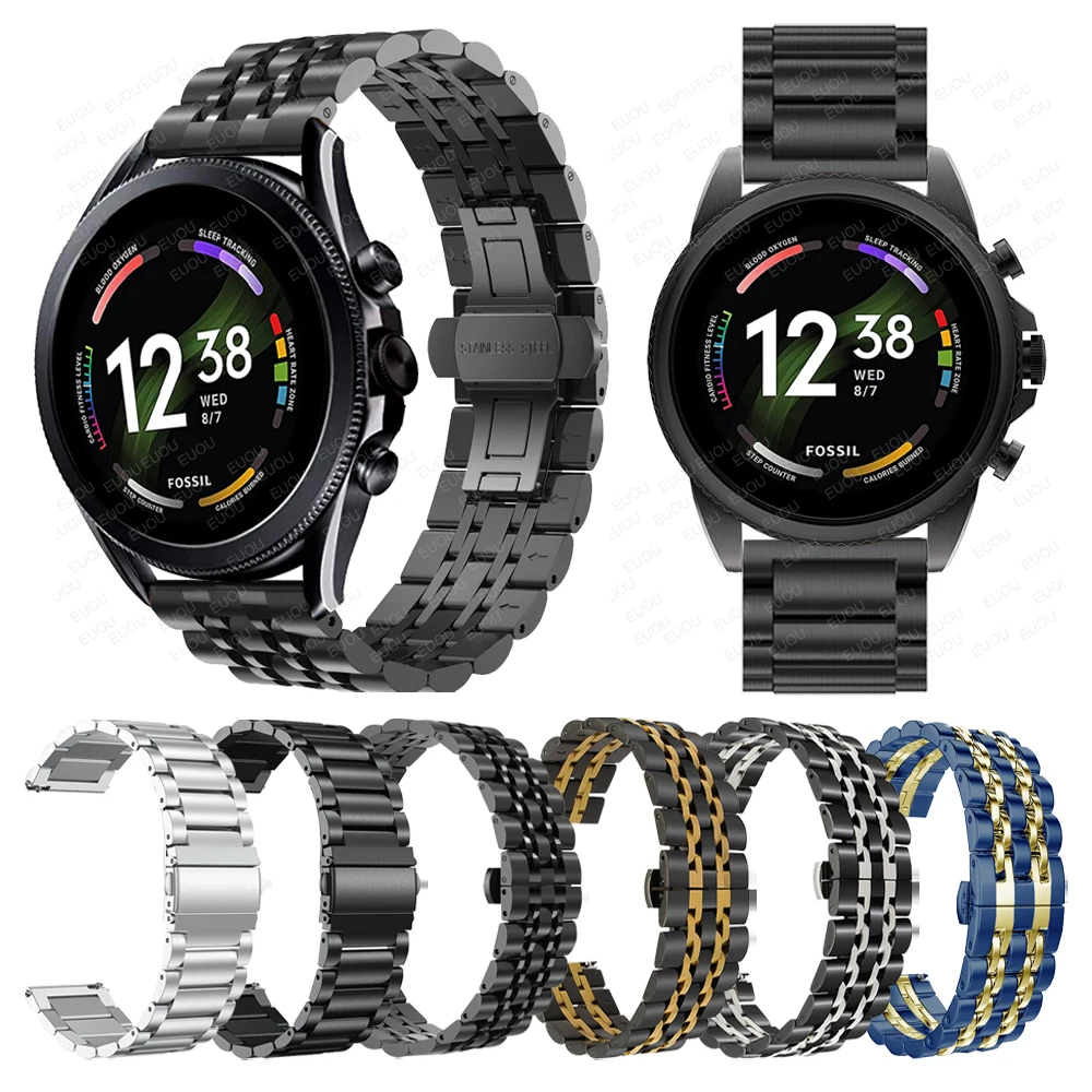 Cinturino In Metallo In Acciaio Inossidabile Per Fossil Gen6 Gen 6 44Mm Cinturino Per Cinturino Fossil Gen 5E 44Mm/Gen 5 Lte 45Mm Smart Watch