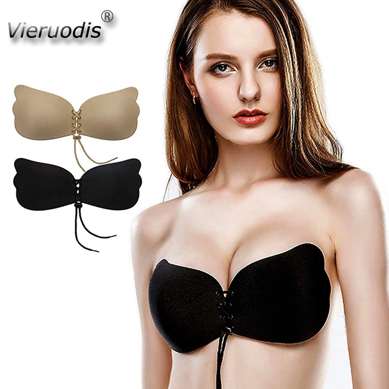 Women Sticky Bra Without Strap Blackless Silicone Push Up Bralette  Underwear One Piece Adhesive Invisible Strapless Bra Seamless - AliExpress