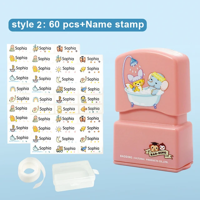 Children's Name Seal Custom Student's Name Stamp  Kindergarten Clothes Waterproof Name Sticker Will Not be Washed Off  Christmas combination