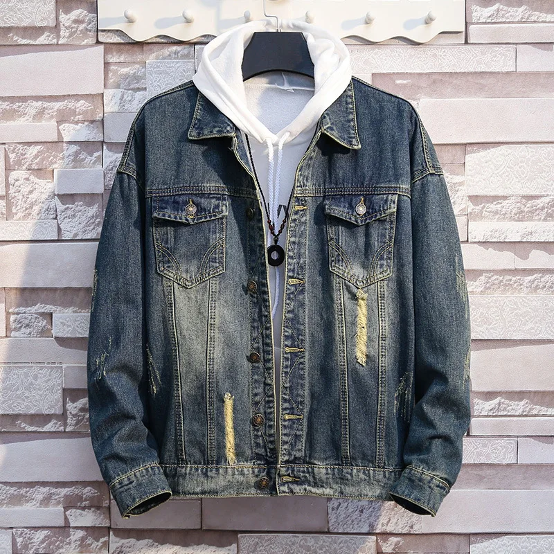 

2019 Autumn And Winter New Style Cowboy Jacket MEN'S Coat Loose-Fit