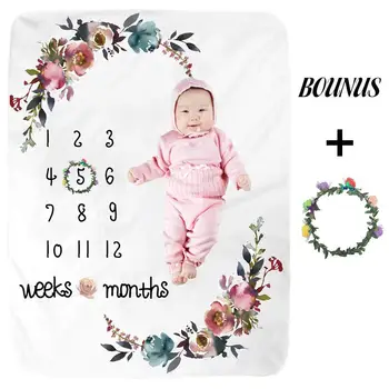

Baby Photo Blanket Baby Play Mat Flannel Photo Blanket Month Growth Record Wrap Towel Photo Blanket Baby Photography Background