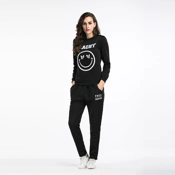 

Women's suit 2019 autumn and winter new women's round neck long-sleeved sweater letter printing sweater casual sports pants two-piece suit