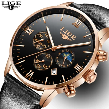 

LIGE Watch Men Fashion Quartz Army Military Clock Mens Watches Top Brand Luxury Leather Waterproof Sport Watch Relogio Masculino