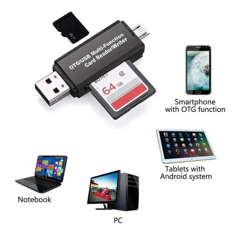 Micro USB+ USB OTG кард-ридер USB2.0 карта памяти адаптер для ПК Android