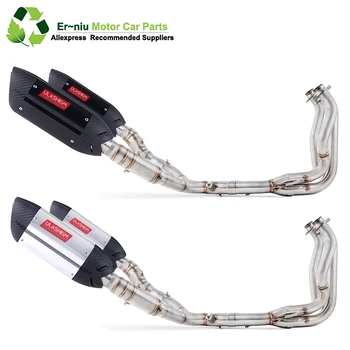 

Free Shipping Motorcycle Full Exhaust Escape System Modified Link Contact middle pipe Round Muffler for kawasaki Z1000 2010-2017