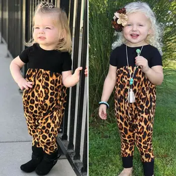 

UK Newborn Toddler Baby Girls Leopard print Clothes Romper Jumpsuit 2PCS Outfits