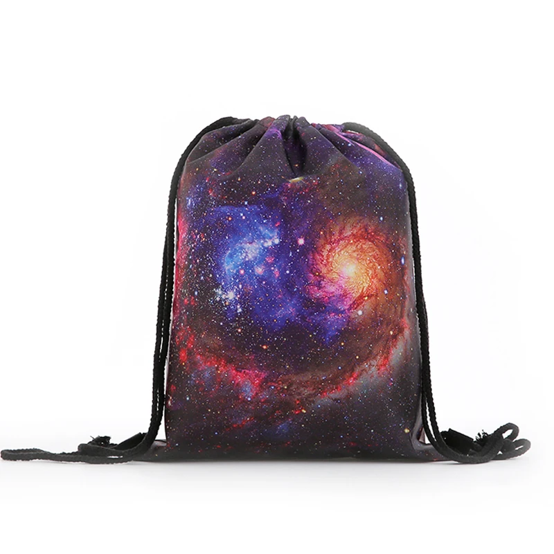 Рюкзак Новая мода женский мини шнурок Звездное рюкзак небо 3D печать путешествия softback сумки мужские mochila шнурок сумка для девочек
