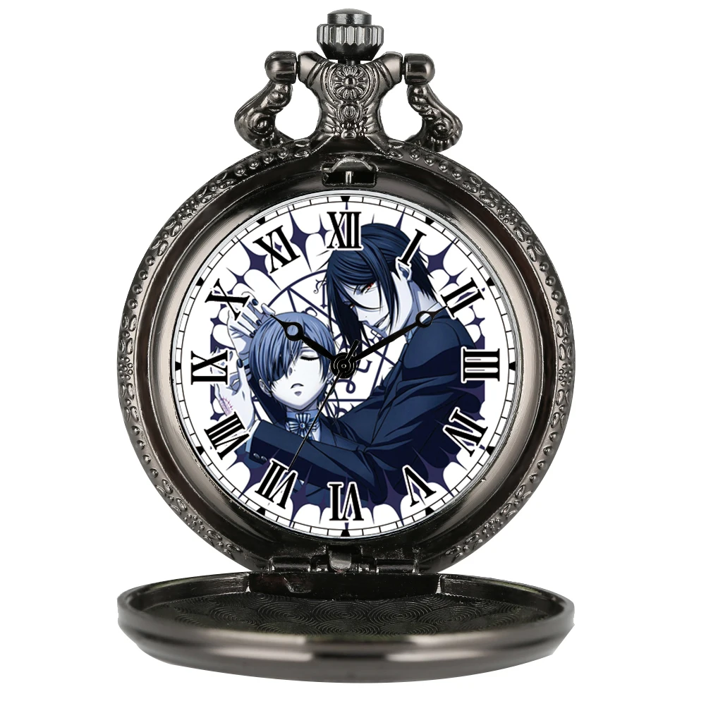 Orologio da taschino quarzo nero lega unisex numero romano alla moda