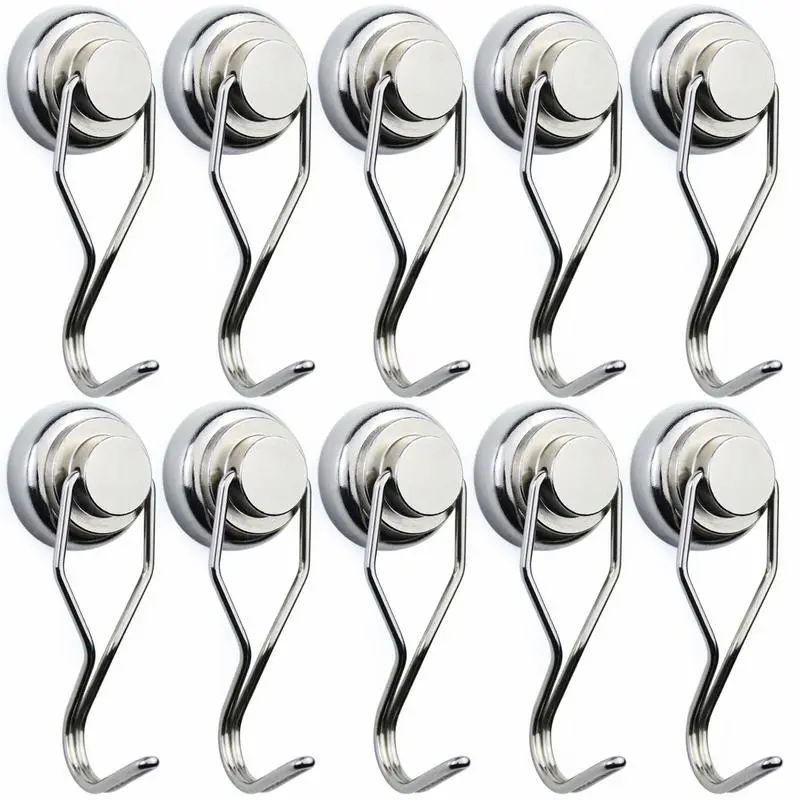 10 rotatable strong magnetic hooks durable neodymium rotating magnets kitchen hooks bathroom hooks magnetic key holder