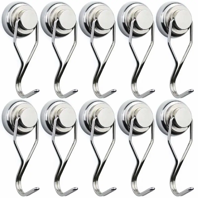 10 rotatable strong magnetic hooks durable neodymium rotating magnets kitchen hooks bathroom hooks magnetic key holder