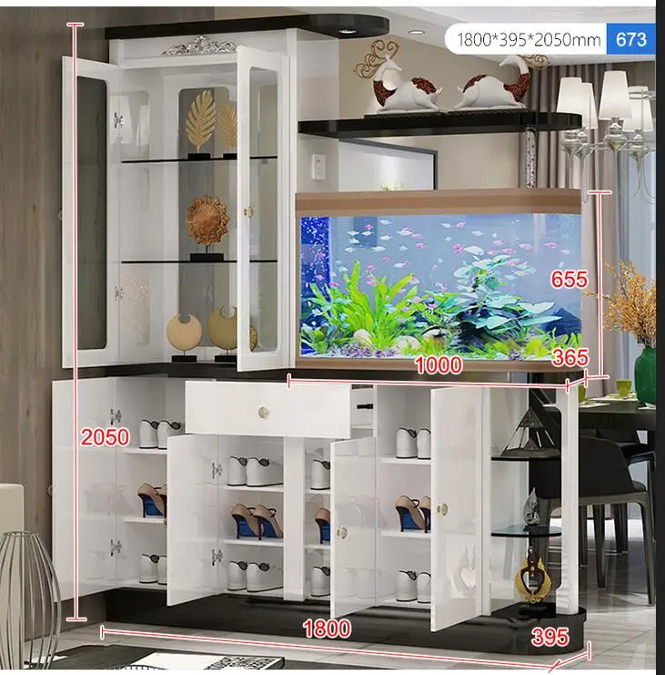 Entrance living room porch cabinet with fish tank wine cabinet screen partition room double-sided shoe