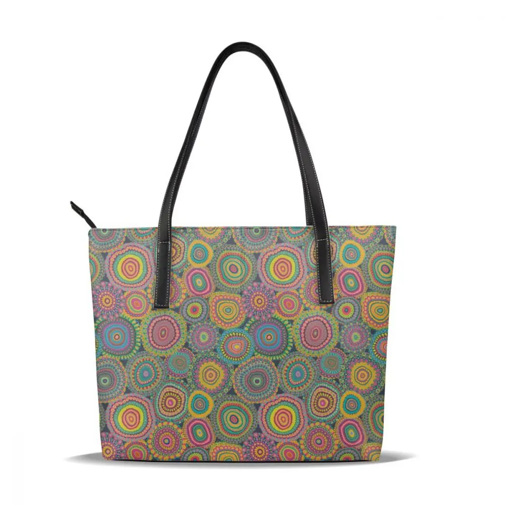 

WHEREISART Fashion PU Leather Woman Shoulder Bags Patchwork Mandala Handbags Women Bucket Bags High Quality Women Mujer Bolsas