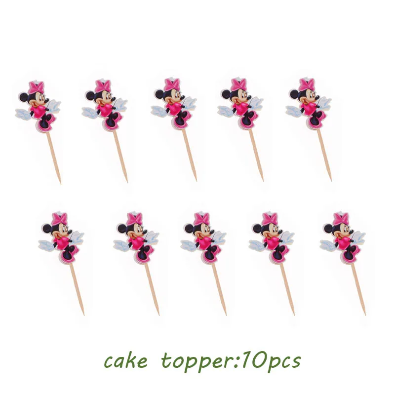 10pcs topper Год Минни Маус бумажные тарелки и стаканы Свадебные украшения день рождения сувениры для девочек Детские вечерние принадлежности - Цвет: 10pcs topper
