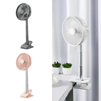 

Adjustable Mini Table Fan for Home Office USB Rechargeable Fan Summer Cooling Fan Clip Telescopic Desktop Fan Air Cooler Fan