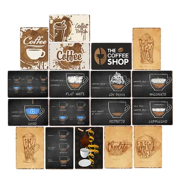 

Coffee Tin Sign Vintage Metal Sign Plaque Metal Vintage Wall Decor For Kitchen Coffee Bar Cafe Retro Metal Posters Iron Painting