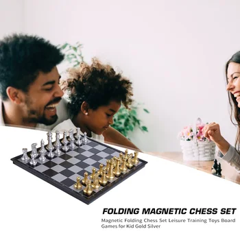 

Magnetic Folding Chess Set Portable Chessboard Game for Kid Gold Silver Travel Family Party Chess Set International Chess Game