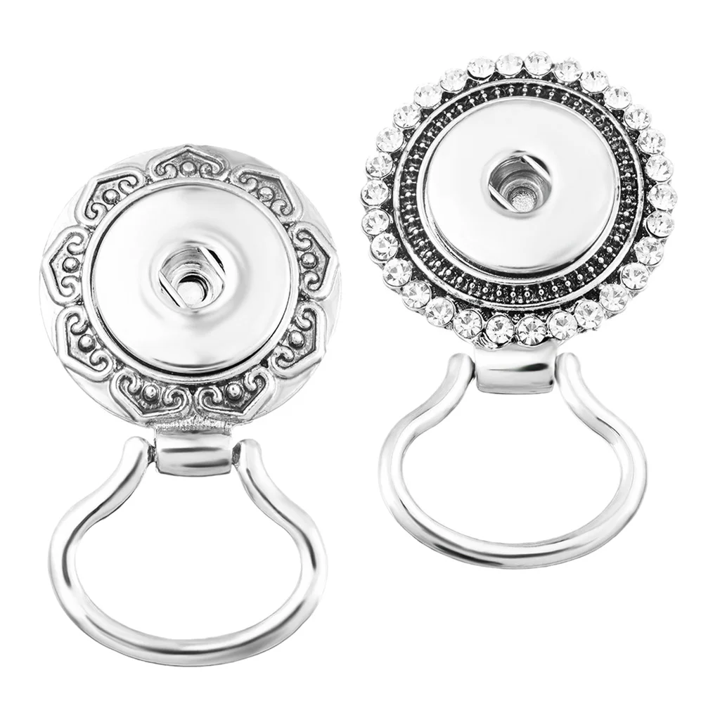 2pcs Silver Snap Button Magnetic Glasses Brooch Pins Holders Set