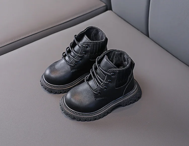 Baby Boys Boots for Kids Girls Booties Leather Shoes Soft Sole Fashion Martin Boots Waterproof Non-slip Plush Boy Running Shoes