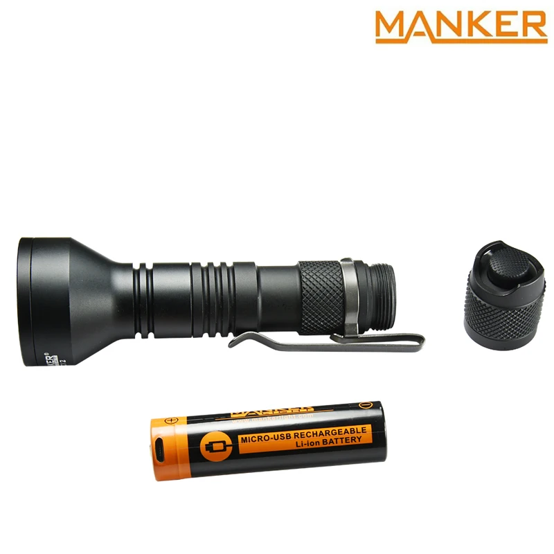 

Manker MC12 650meters Pocket Thrower 670 Lumens OSRAM KW CSLNM1.TG LED Flashlight + USB Rechargeable 18650 Battery