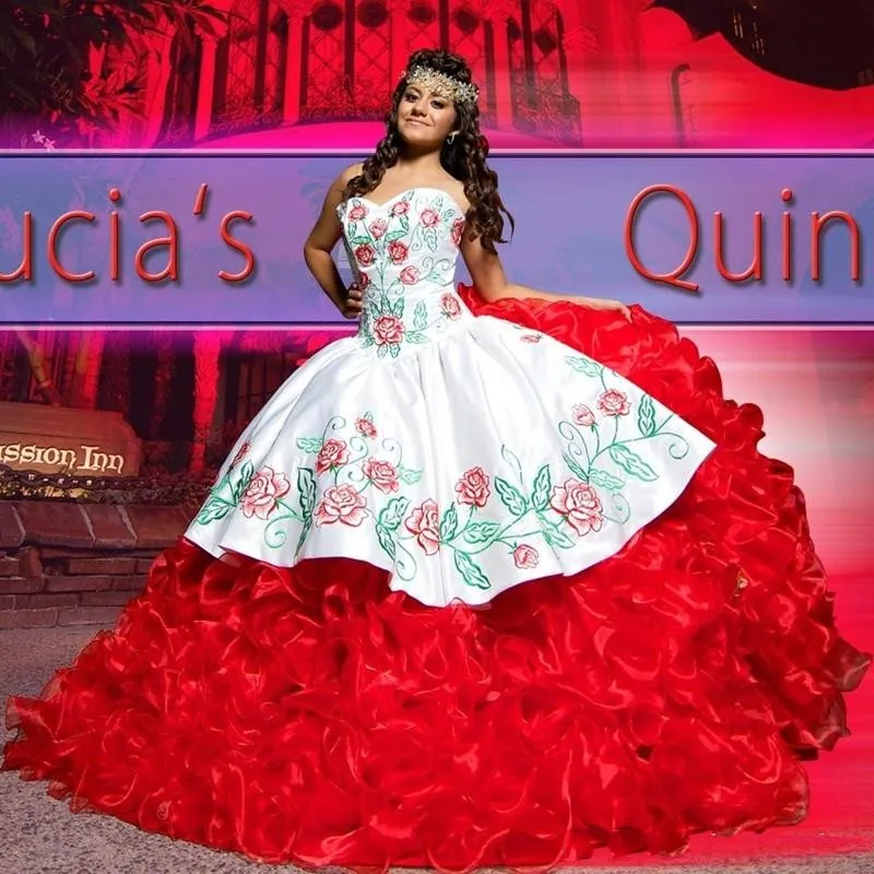 red white quinceanera dresses