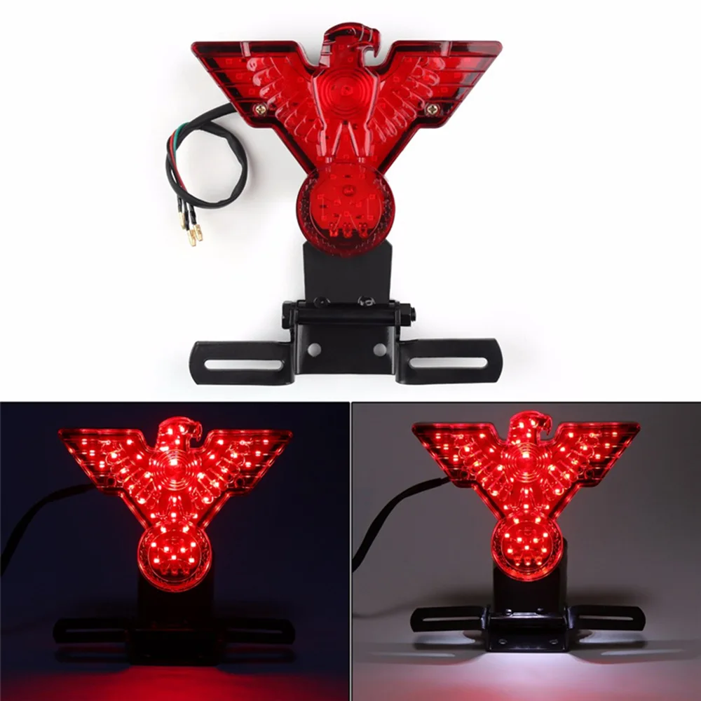 

Motorcycle Stop Light Brake Rear Light License Plate Lamp Bracket Retro Cool Warbird Eagle For Harley Honda Yamaha