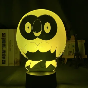 

Acrylic 3d Night Light Ash Rowlet Figure for Boy's Bedroom Decorative Nightlight Led Touch Sensor Bedside Lamp Go Gift