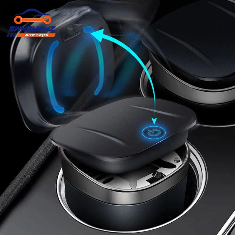 

Car Ashtray Auto Cigarette Smoke Ashtray LED Blue Light Cigarette Tobacco Ash Pocket Soot Flame ABS Metal Cup Portable Ashtray