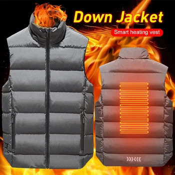 

Heated Vest Down Jacket USB Electric Clothing Men's Down Heating Vest Graphene Heating Down Winter Warm Vest For Hiking Camping