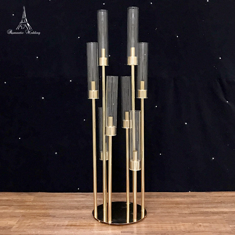 Romantico 8 Jefes De Los Titulares De Vela De Vidrio Redondo Base