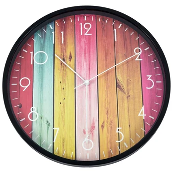 

Wall Clock Vintage Wall Clock Decorative Indoor Kitchen Retro Wood Grain Wall Clock Round Clock 12 Inch