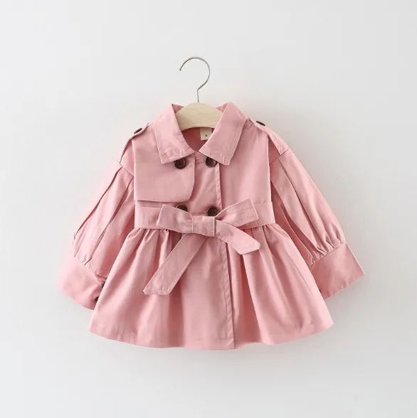 Модная детская куртка на возраст от 18 месяцев до 3 лет однотонная однобортная ветровка для маленьких девочек, новая весенне-Осенняя детская одежда - Цвет: Pink