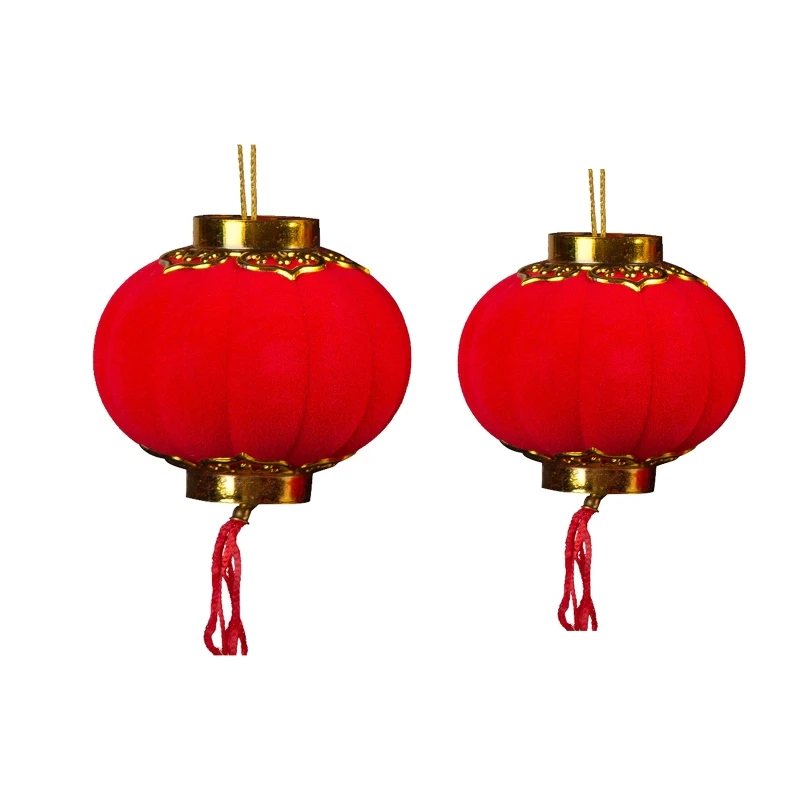 2022 New 30pcs 3/4cm Small Flocking Red Lanterns Diy Mini Lucky Hanging