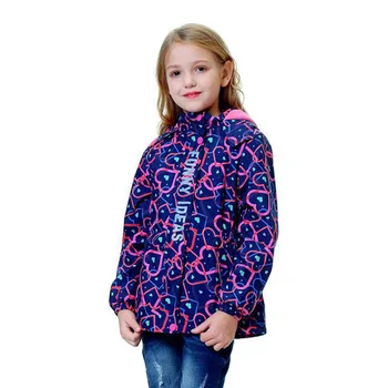 

Windbreaker for Girls 2020 Children's Jacket Spring Autumn Fleece Hooded Jackets Cute Heart Print Kids Clothes Outerwear Coat