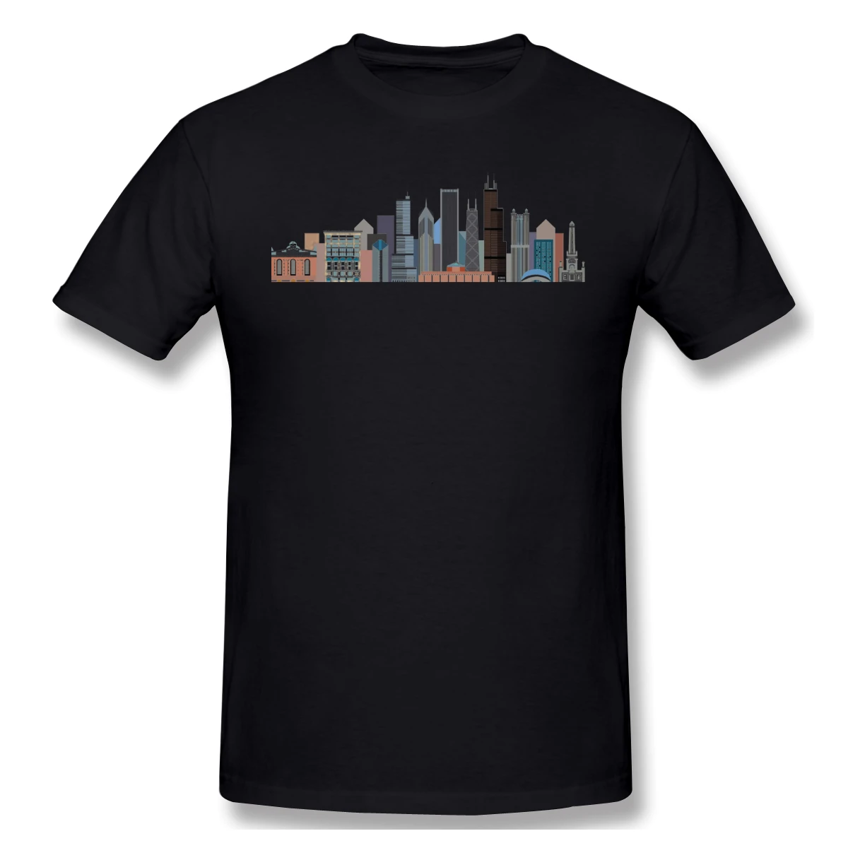 Man Chicago Skyline 2 Città, Amo Skyline, Paesaggio Urbano, T-Shirt Grafiche Casual Da Viaggio Skyline Cat