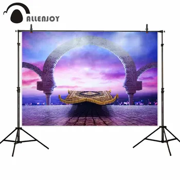 

Allenjoy photography backgrounds for photo studio Aladdin magic carpet twilight scene arch gate fairytale backdrop photophone