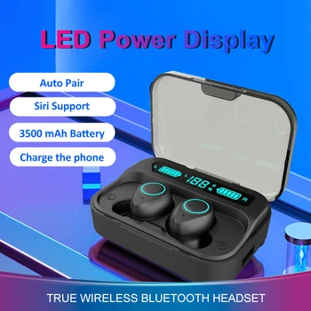 

3500 mAh Bluetooth Wireless Earbuds TWS Headphone CVC8.0 DSP 9D HIFI Stereo Earphones LED Display Headset With Microphone