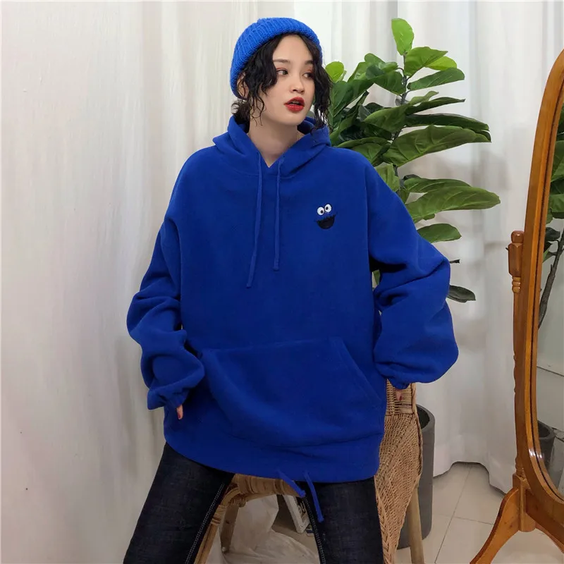 ELMO Embroidery Hoodies Pockets Oversize Sweatshirts