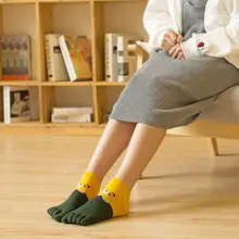 1 пара Для женщин и девочек мягкие носки с котами из мультфильма пять пальцы большой палец на ноге хлопок на осень и зиму теплые носки ИК-лепно