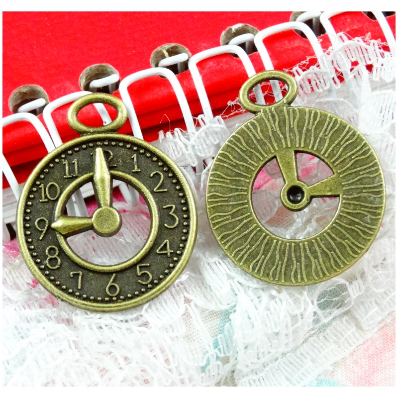 40pieces 24.8*20.1MM Antique Bronze Charm Pendant Clock Jewelry Making DIY Handmade Craft | Украшения и аксессуары