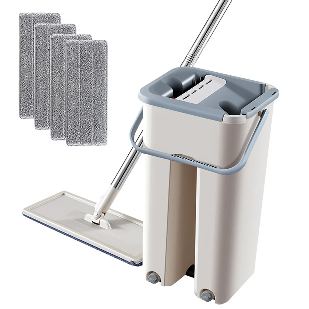 

Magic Cleaning Mops Free Hand Spin Cleaning Microfiber Mop With Bucket Flat Squeeze Spray Mop Home Kitchen Floor Clean Tools 5