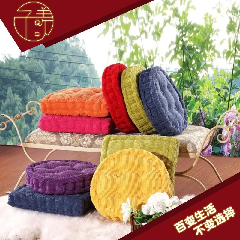 

40X40CM Chair Cushion Extra High Nice Bottom Students Office Chair Cushion Thick Solid Color Circle Corduroy Tatami Cushion Pad