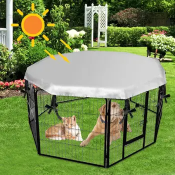 

1pcs Pet Dog Cage Cover Oxford Cloth Gauze Mosquito-Proof (Silver, Cage) Crate Covers Sun-Proof Dog Waterproof Without Kenn X1C7