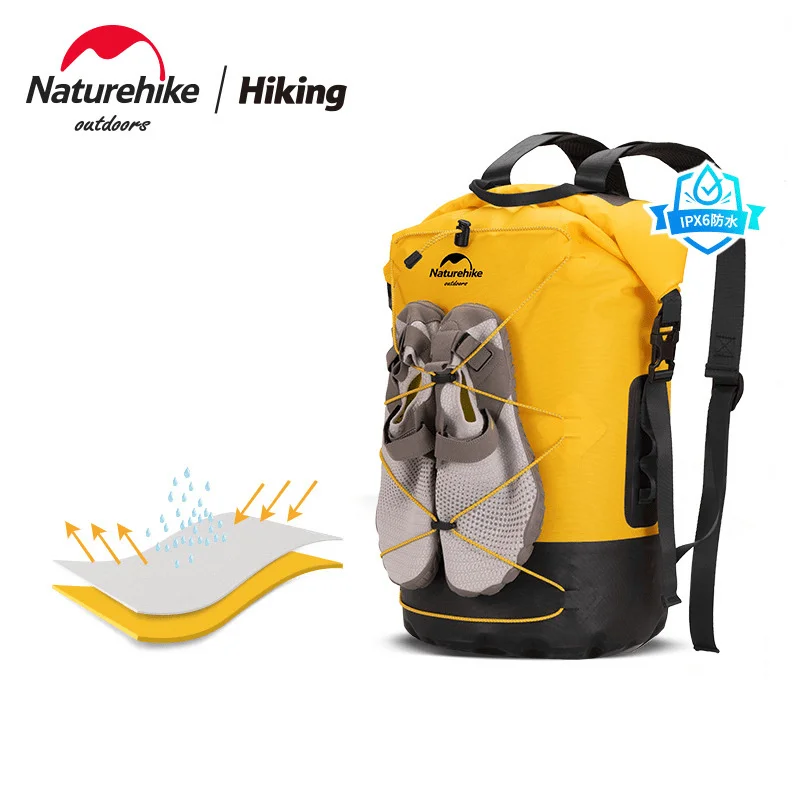 Naturehike 20L 30L 40L TPU Dry Wet Separation Waterproof Bag Outdoor Storage Bag Large Capacity Backpack Not Included Shoes waterproof dry bag